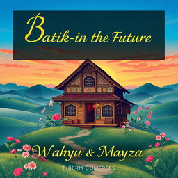 A poster cover titled "Batik-in The Future" featuring an artistic design that showcases an old batik shop surrounded by an aesthetic landscape