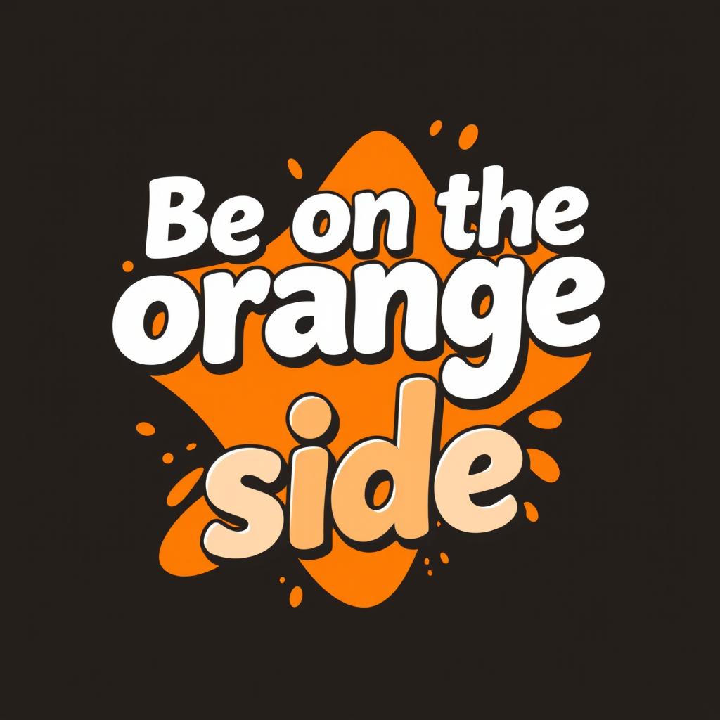 A vibrant and stylish t-shirt design featuring the text 'Be on the orange side' in bold, eye-catching typography