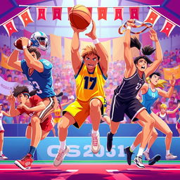 A vibrant and dynamic animation showcasing a variety of sports in action