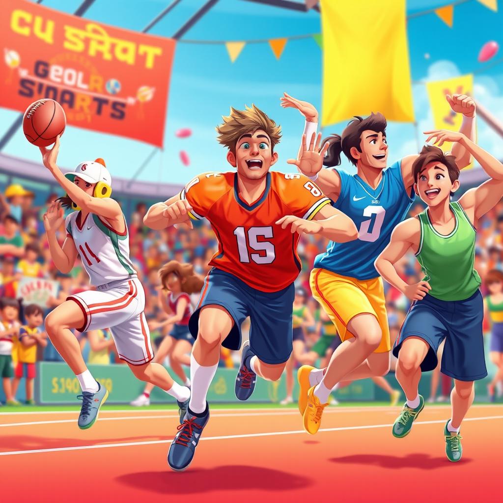 A vibrant and dynamic animation showcasing a variety of sports in action