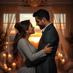 A passionate and intimate scene between two lovers in a romantic setting