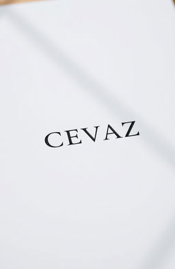 The word "CEVAZ" elegantly centered in the middle of a clean, white sheet of paper