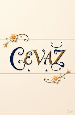 A beautifully designed letter showcasing the word "CEVAZ" prominently in the center of a luxurious paper background