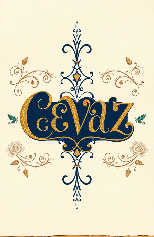 A beautifully designed letter showcasing the word "CEVAZ" prominently in the center of a luxurious paper background