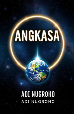 A captivating book cover with a space theme, featuring the title 'ANGKASA' prominently in the center