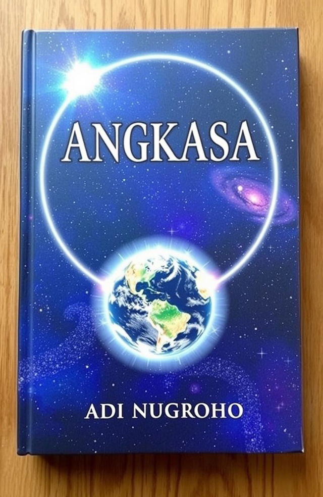 A captivating book cover with a space theme, featuring the title 'ANGKASA' prominently in the center