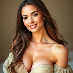Genevieve Pearl Moreau, a beautiful woman with a proportional and graceful body, featuring radiant and smooth skin