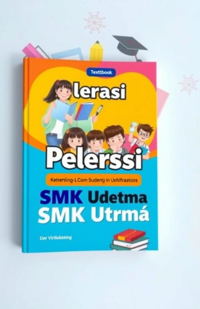 A visually appealing book cover for a textbook titled 'Leterasi Pelajar SMK Wira Utama'