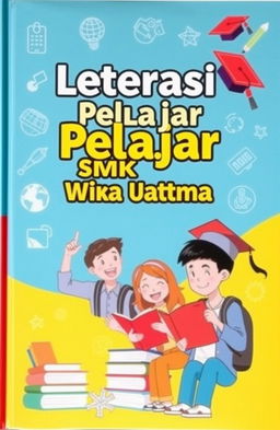 A visually appealing book cover for a textbook titled 'Leterasi Pelajar SMK Wira Utama'