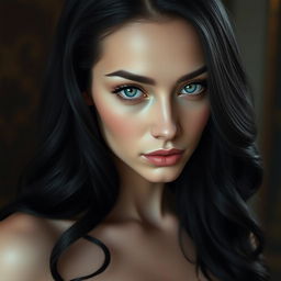 Seraphina Leclair Vandeleur, a captivating woman with a classic European face that combines strength and softness