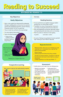 A comprehensive and visually engaging remedial plan for an 8th grade project titled 'Reading to Succeed'