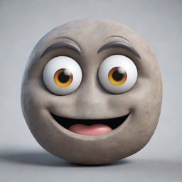 An emoji styled like a realistic, detailed stone with expressive eyes and a little smirk.