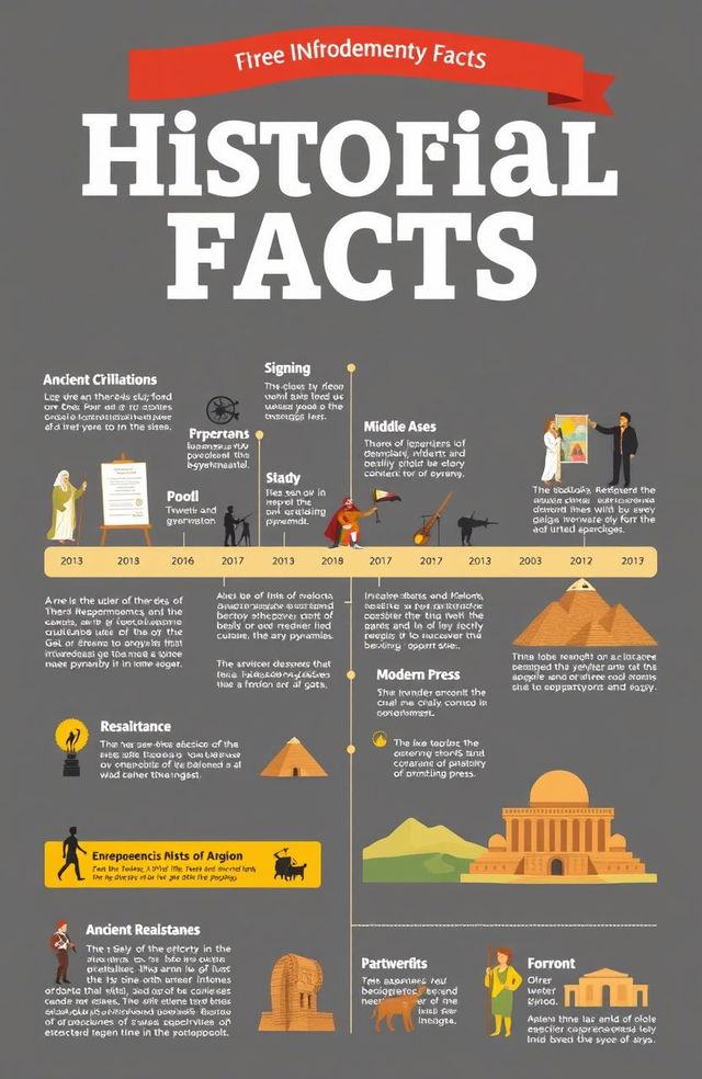 A visually striking and informative infographic that presents significant historical facts in a concise and engaging manner