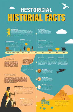 A visually striking and informative infographic that presents significant historical facts in a concise and engaging manner