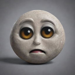 An emoji styled like a realistic, detailed stone with expressive eyes and a little smirk.