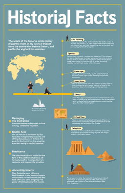 A visually striking and informative infographic that presents significant historical facts in a concise and engaging manner