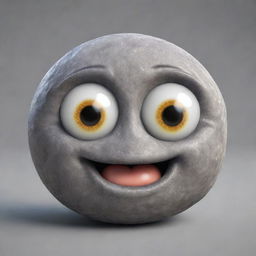 An emoji styled like a realistic, detailed stone with expressive eyes and a little smirk.