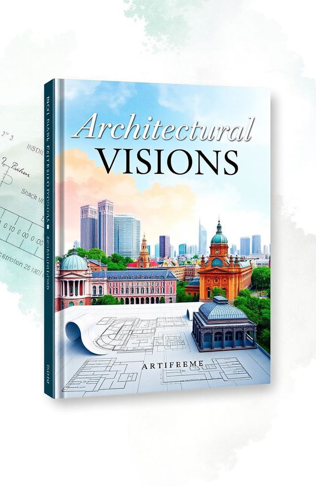 A stunning book cover design focused on architecture design, featuring a blend of classical and modern architectural elements