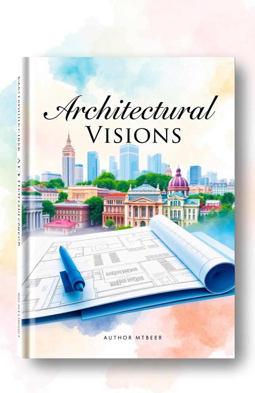 A stunning book cover design focused on architecture design, featuring a blend of classical and modern architectural elements