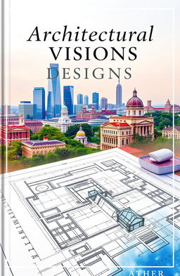 A stunning book cover design focused on architecture design, featuring a blend of classical and modern architectural elements