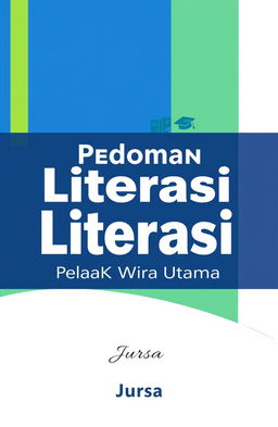 A modern and sleek cover design for a book titled 'Pedoman Literasi Pelajar SMK Wira Utama' by Jursa