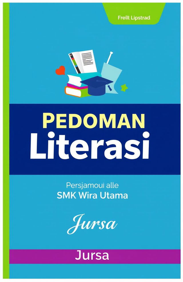 A modern and sleek cover design for a book titled 'Pedoman Literasi Pelajar SMK Wira Utama' by Jursa