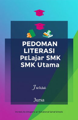 A modern and sleek cover design for a book titled 'Pedoman Literasi Pelajar SMK Wira Utama' by Jursa