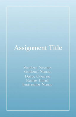 An elegant and professional assignment cover page design featuring the title 'Assignment Title' prominently at the center in bold, stylish lettering