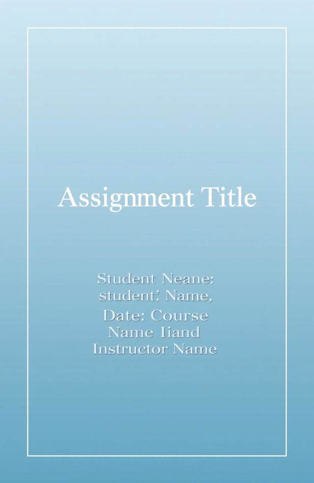 An elegant and professional assignment cover page design featuring the title 'Assignment Title' prominently at the center in bold, stylish lettering