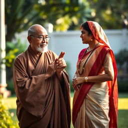 A serene and respectful scene depicting a spiritual leader holding a symbol of peace, with soft light illuminating the surroundings