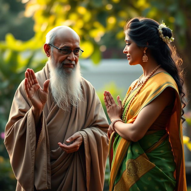 A serene and respectful scene depicting a spiritual leader holding a symbol of peace, with soft light illuminating the surroundings