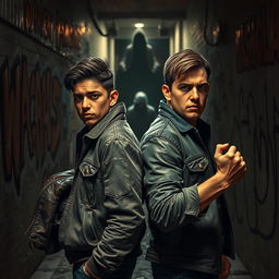 A gritty urban scene depicting themes of friendship, betrayal, and loyalty