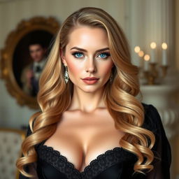 Seren Odette Beaumont, a striking and elegant woman embodying an aura of wealth and power