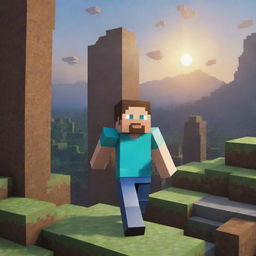 Elevate the dramatic tension in the Minecraft scene with the arrival of a savior - Steve. Illustrate him standing tall, ready for battle against the onslaught of pillagers, sparking a beacon of hope amongst the chaos.