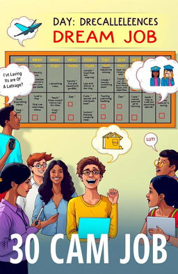 A vibrant and motivational scene depicting a 30-day challenge for achieving a dream job