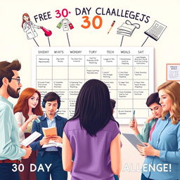 A motivating and inspiring scene representing a 30-day challenge for achieving a dream job