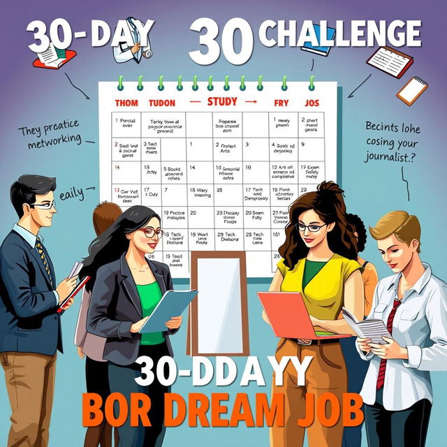 A motivating and inspiring scene representing a 30-day challenge for achieving a dream job