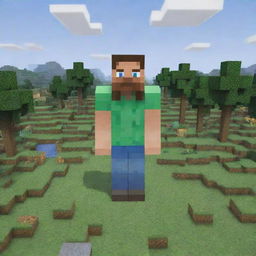 Alter the image of the Minecraft village to feature a grand statue of Steve made from pixelated blocks, standing tall and proud in the heart of the village, a symbol of the villagers' gratitude and admiration.