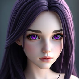 A 3D rendered portrait of an enchanting young lady with a cold expression