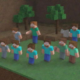 Alter the Minecraft scene to capture a moment of profound sadness: upon hearing the news of Steve's passing, the villagers are shown in a state of mourning, tears streaming down their pixelated faces.