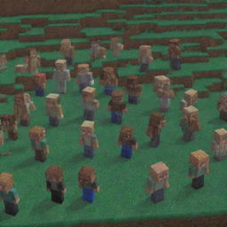 Alter the Minecraft scene to capture a moment of profound sadness: upon hearing the news of Steve's passing, the villagers are shown in a state of mourning, tears streaming down their pixelated faces.