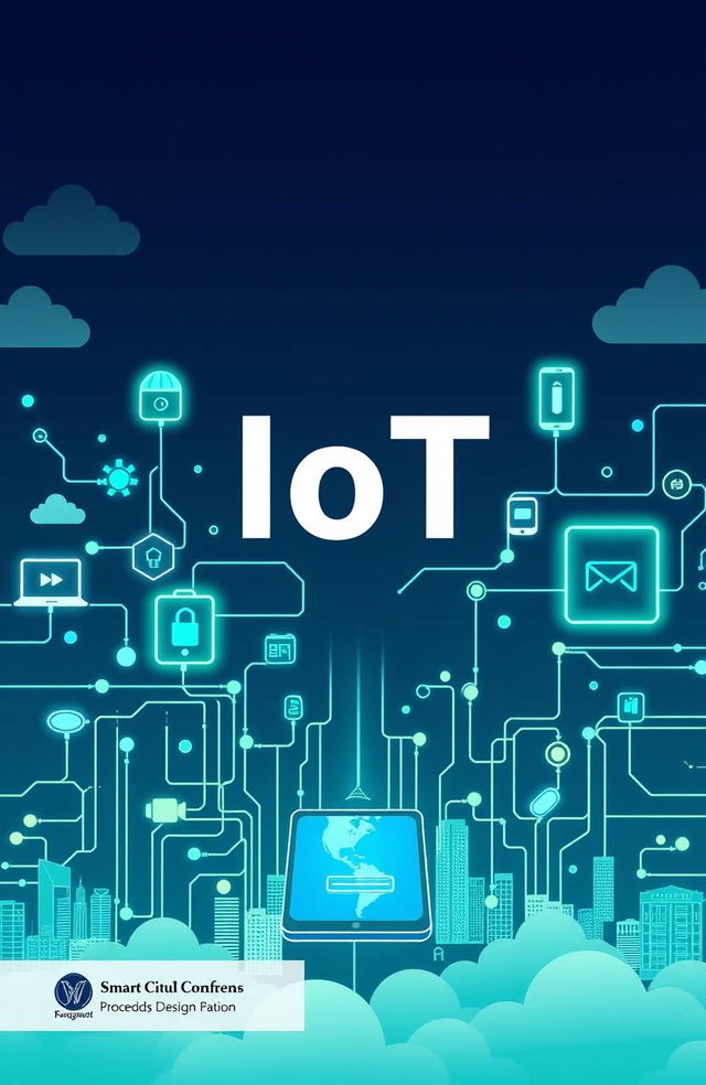 A proceedings cover design centered around the theme of IoT (Internet of Things)