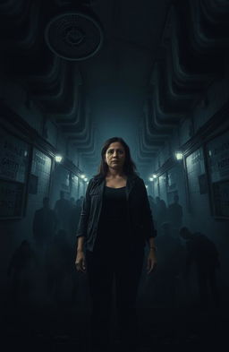 A dark and ominous underground shelter filled with concrete labyrinths