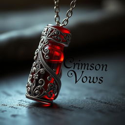 An exquisite blood vial necklace, showcasing stunning intricate designs that wrap around a beautifully crafted vial