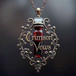 An elegantly crafted blood vial necklace featuring intricate designs that beautifully embellish the vial