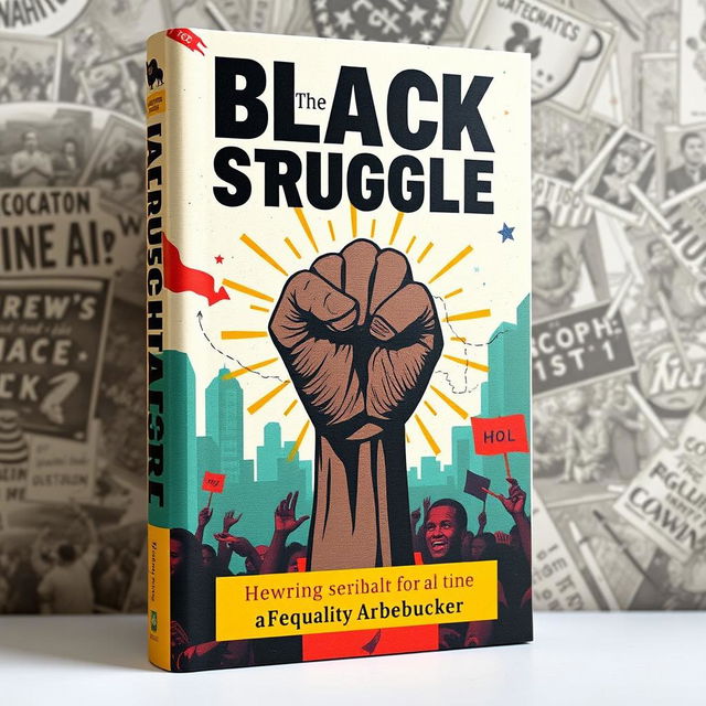 A powerful and evocative book cover that captures the essence of the black struggle for equality and justice