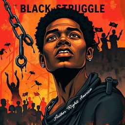 An illustrated art book cover depicting the black struggle in America