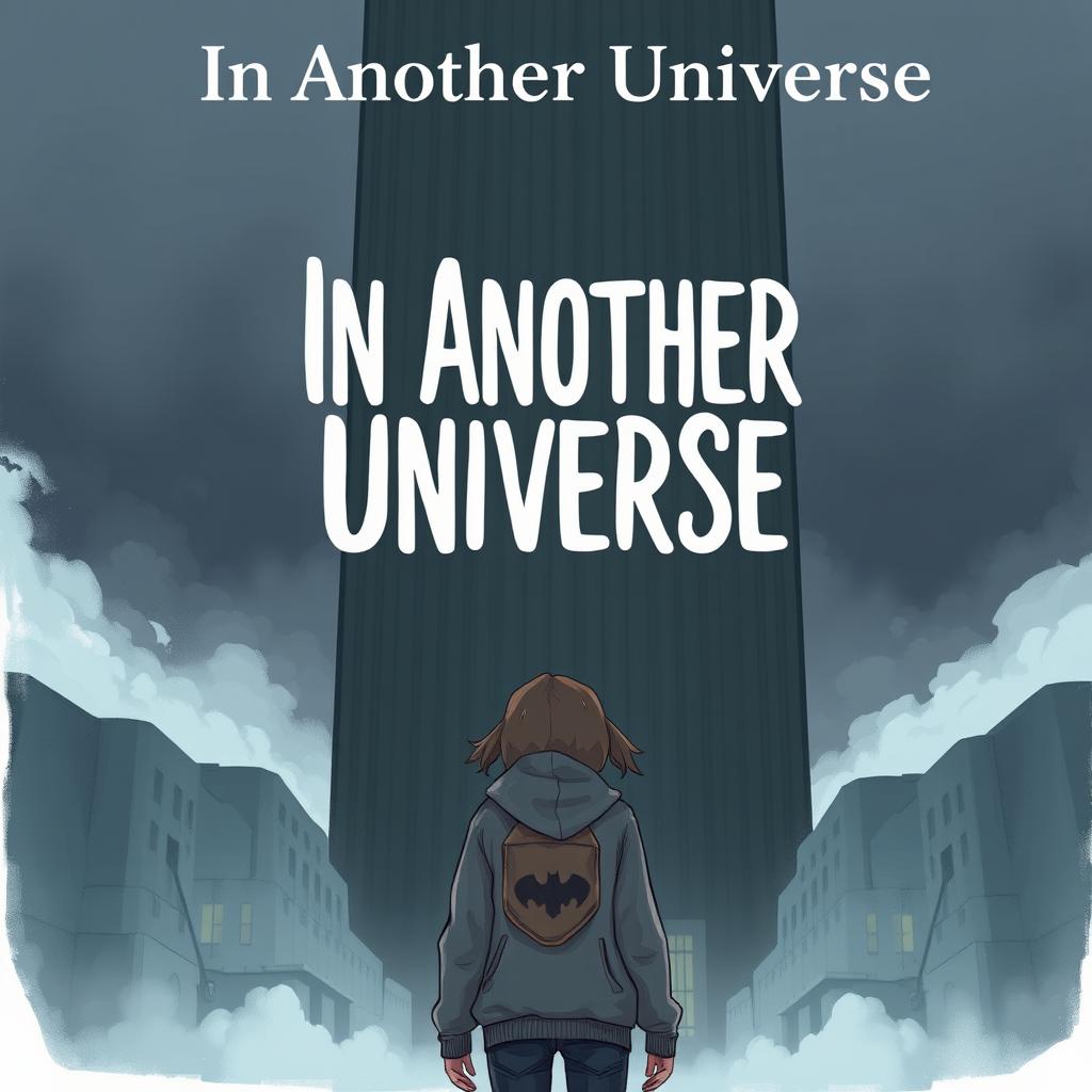 A realistic illustration featuring a girl in a grey hoodie standing with her back to a massive, ugly dark grey hotel that looms very close to her, dominating the entire book cover