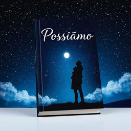 A captivating book cover design for 'Possiamo', featuring two silhouetted figures standing together under a starry night sky