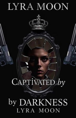 A deep black background showcasing a shattered mirror with jagged pieces reflecting fragments of a haunting face